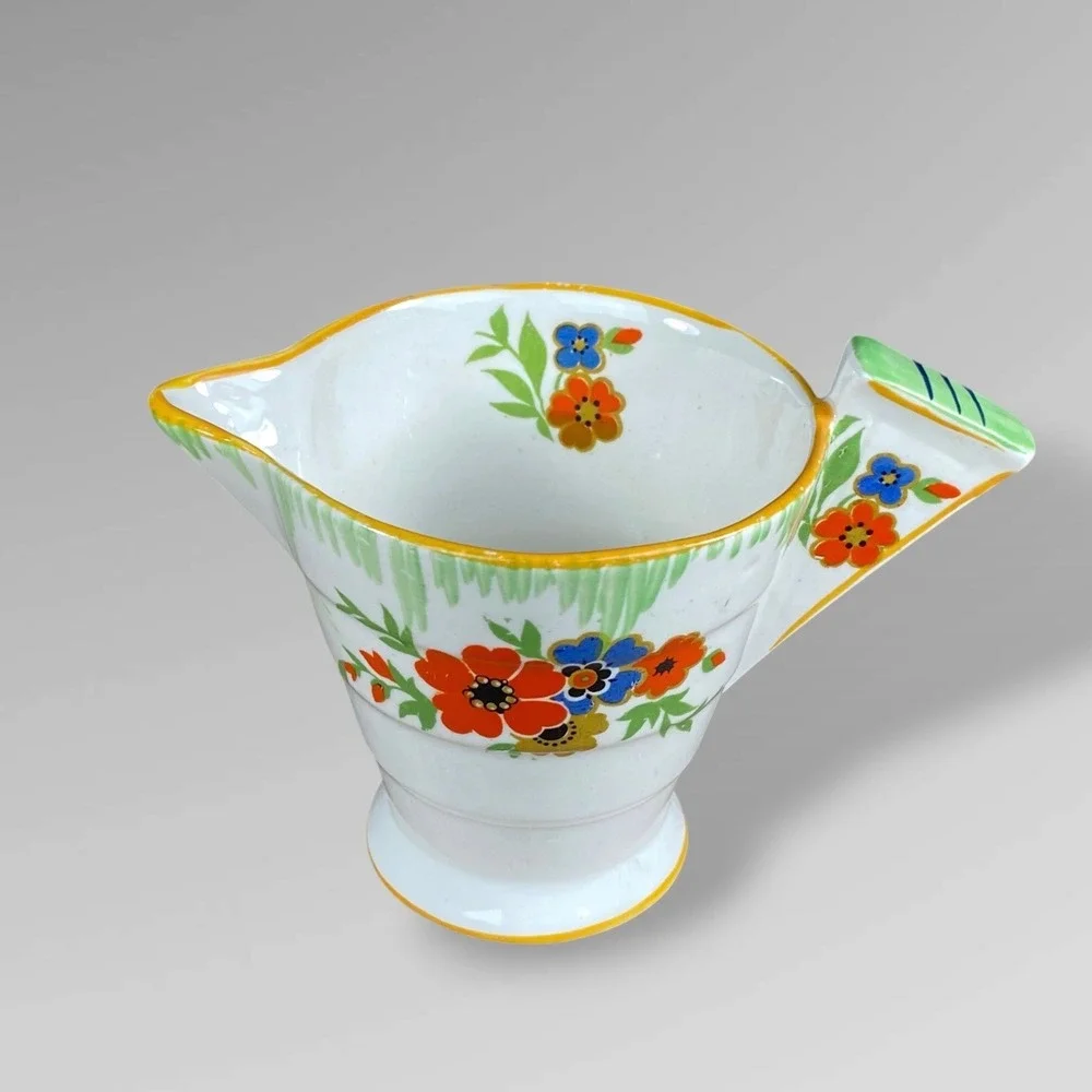 H&K Tunstall Floral Creamer Art Deco Made in England 1930s